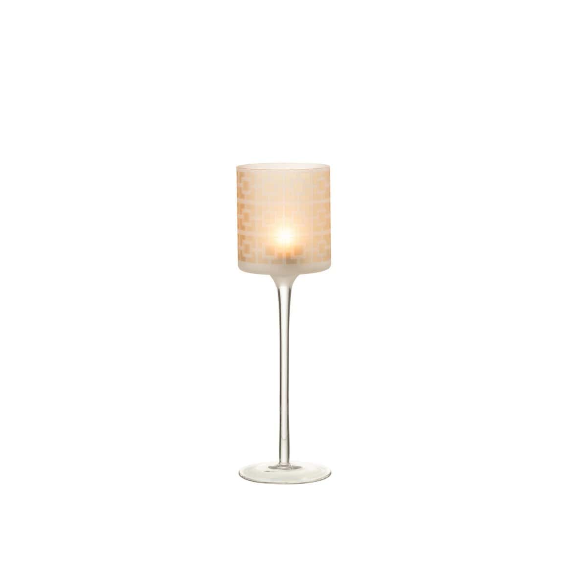 J-Line J-Line theelichthouder op voet - glas - beige - large