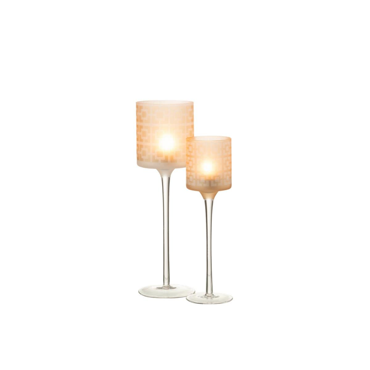 J-Line J-Line theelichthouder op voet - glas - beige - large