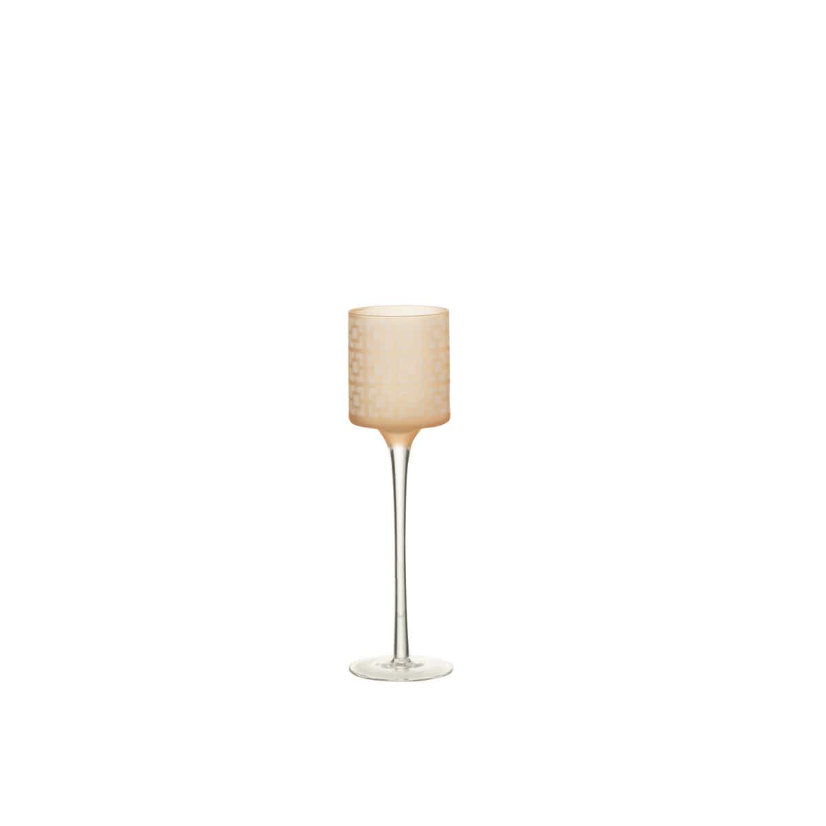 J-Line J-Line theelichthouder op voet - glas - beige - small