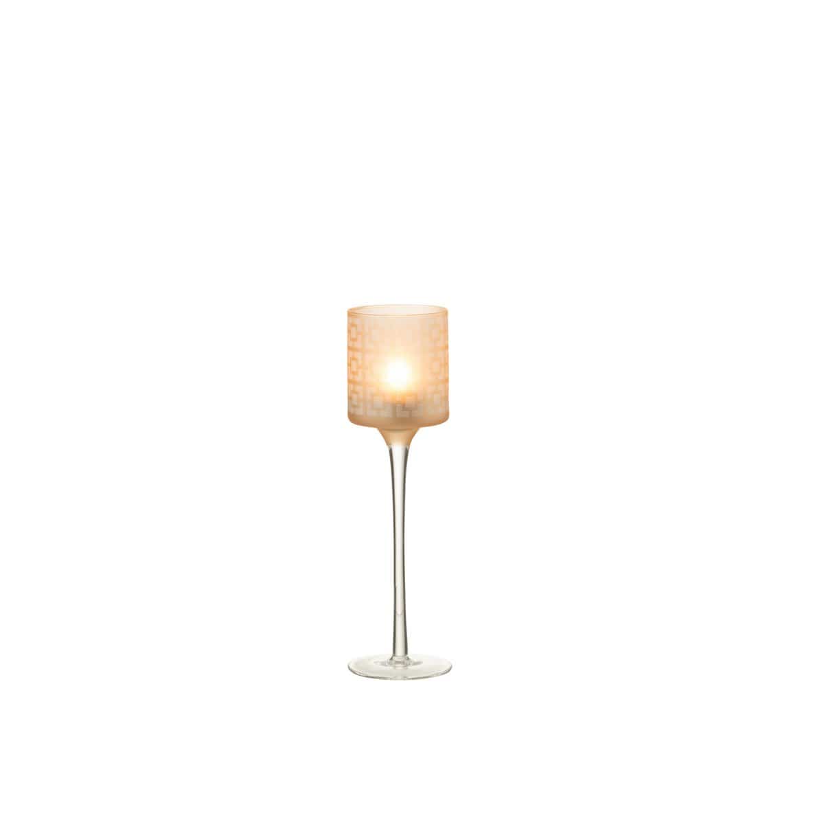 J-Line J-Line theelichthouder op voet - glas - beige - small