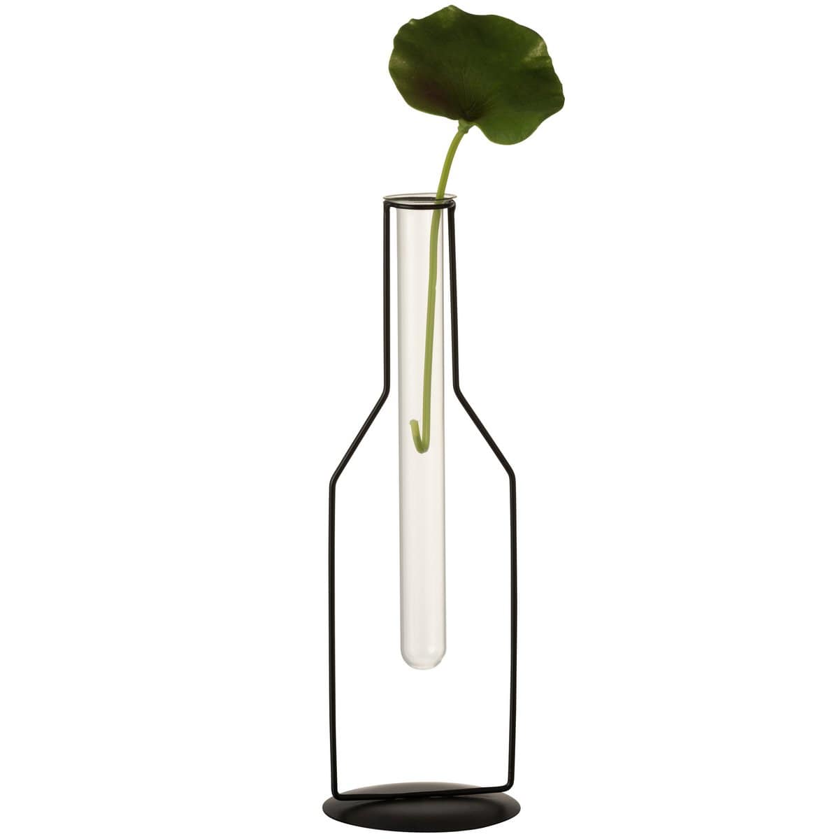 J-Line J-Line vaas 1 Tube Fles - metaal/glas - zwart -large - 33.00 cm hoog