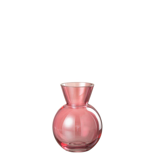 J-Line J-Line vaas Bol - glas - rood - small - 18.00 cm hoog