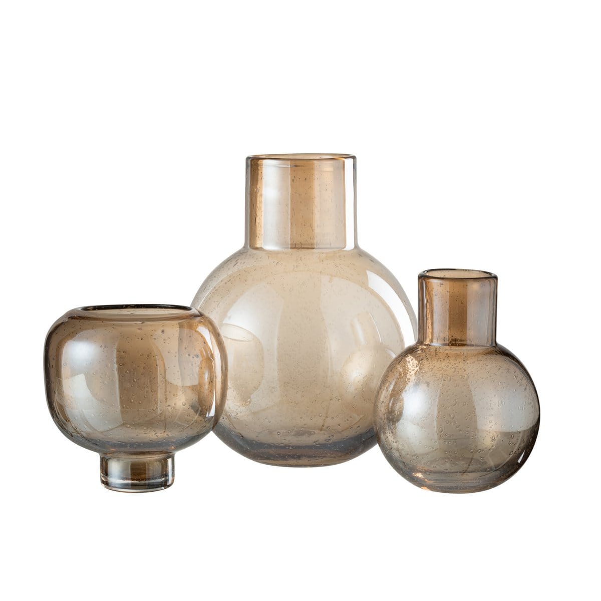 J-Line J-Line vaas Bol Met Hals - glas - amber - large