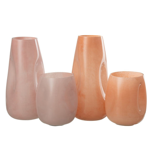 J-Line J-Line vaas Bult - glas - roze/oranje - large - 2 stuks