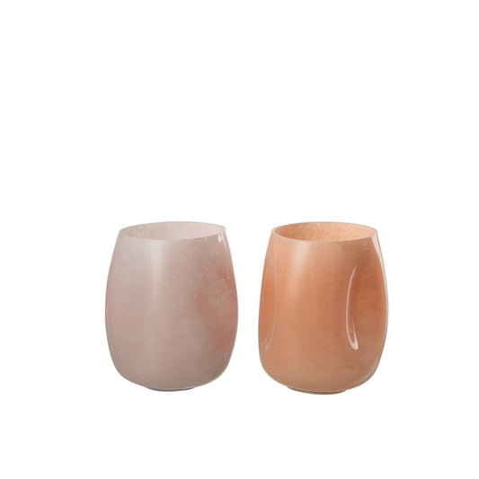 J-Line J-Line vaas Bult - glas - roze/oranje - small  - 2 stuks