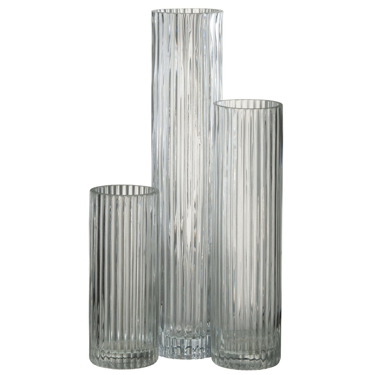 J-Line J-Line vaas Cylinder Lijnen - glas - transparant - large