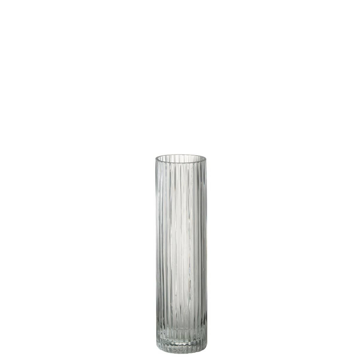 J-Line J-Line vaas Cylinder Lijnen - glas - transparant - small