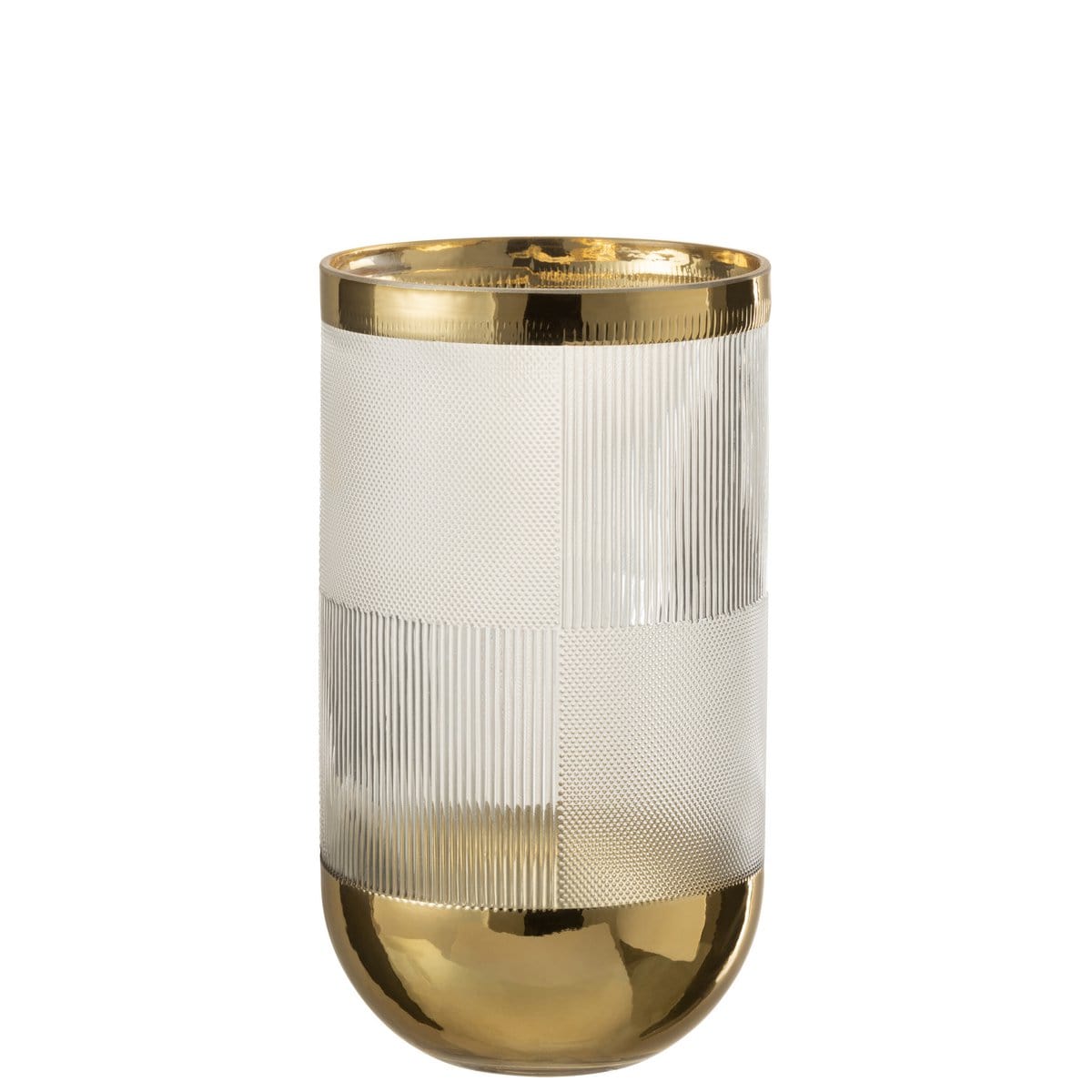 J-Line J-Line vaas Cylinder Motief - glas - transparant/goud - large