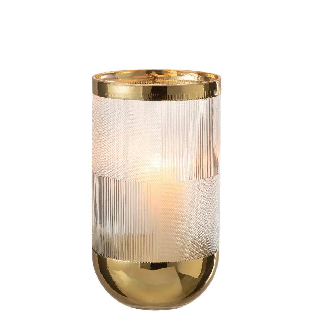 J-Line J-Line vaas Cylinder Motief - glas - transparant/goud - large