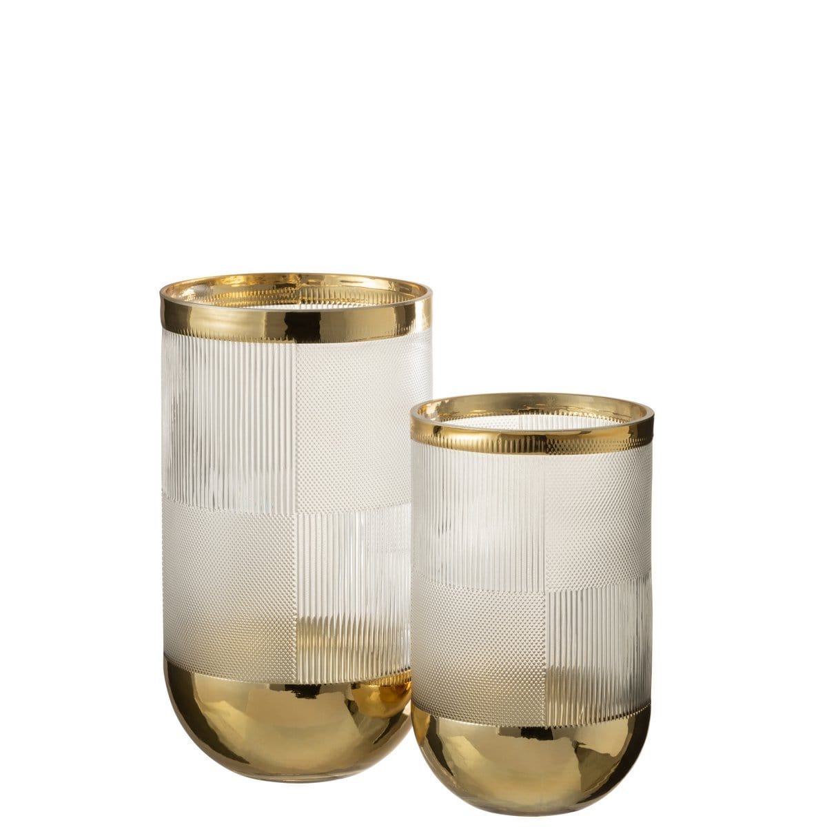 J-Line J-Line vaas Cylinder Motief - glas - transparant/goud - large