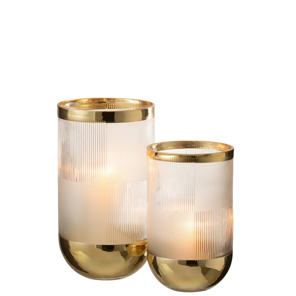 J-Line J-Line vaas Cylinder Motief - glas - transparant/goud - large