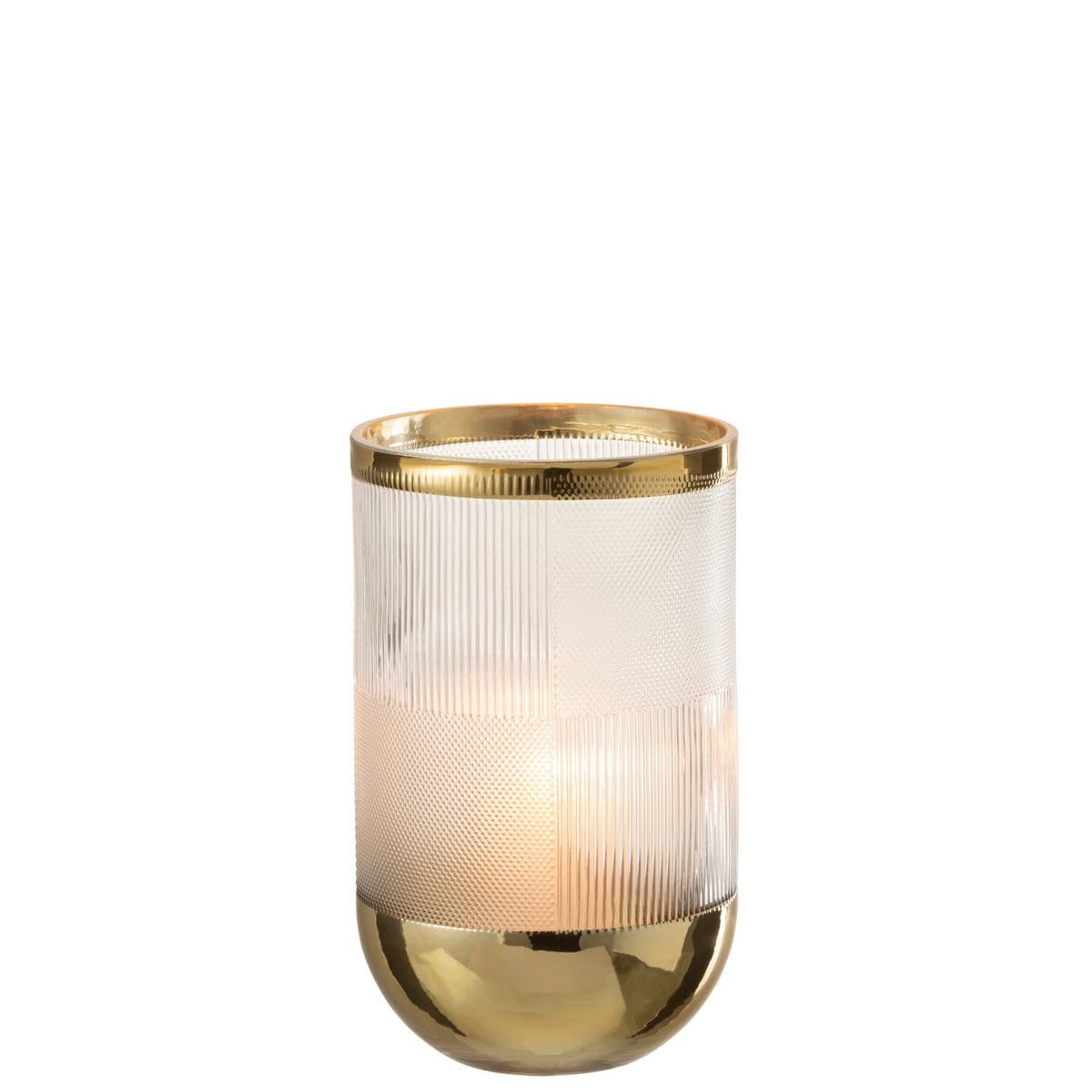 J-Line J-Line vaas Cylinder Motief - glas - transparant/goud - small