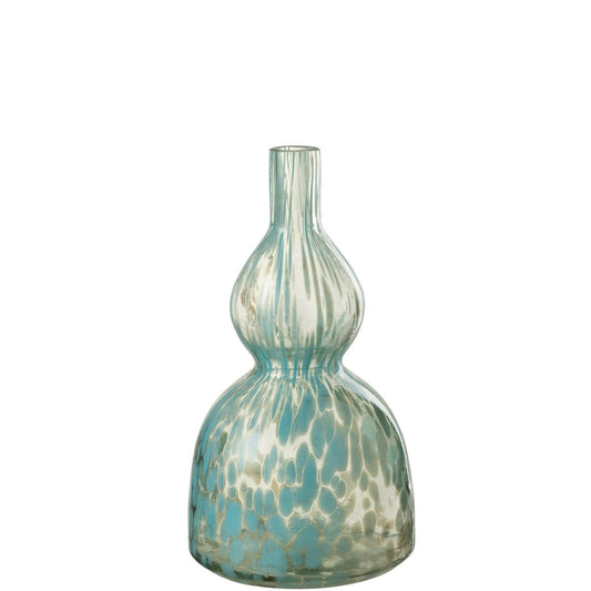 J-Line J-Line vaas Fles Decoratief Stippen - glas - blauw