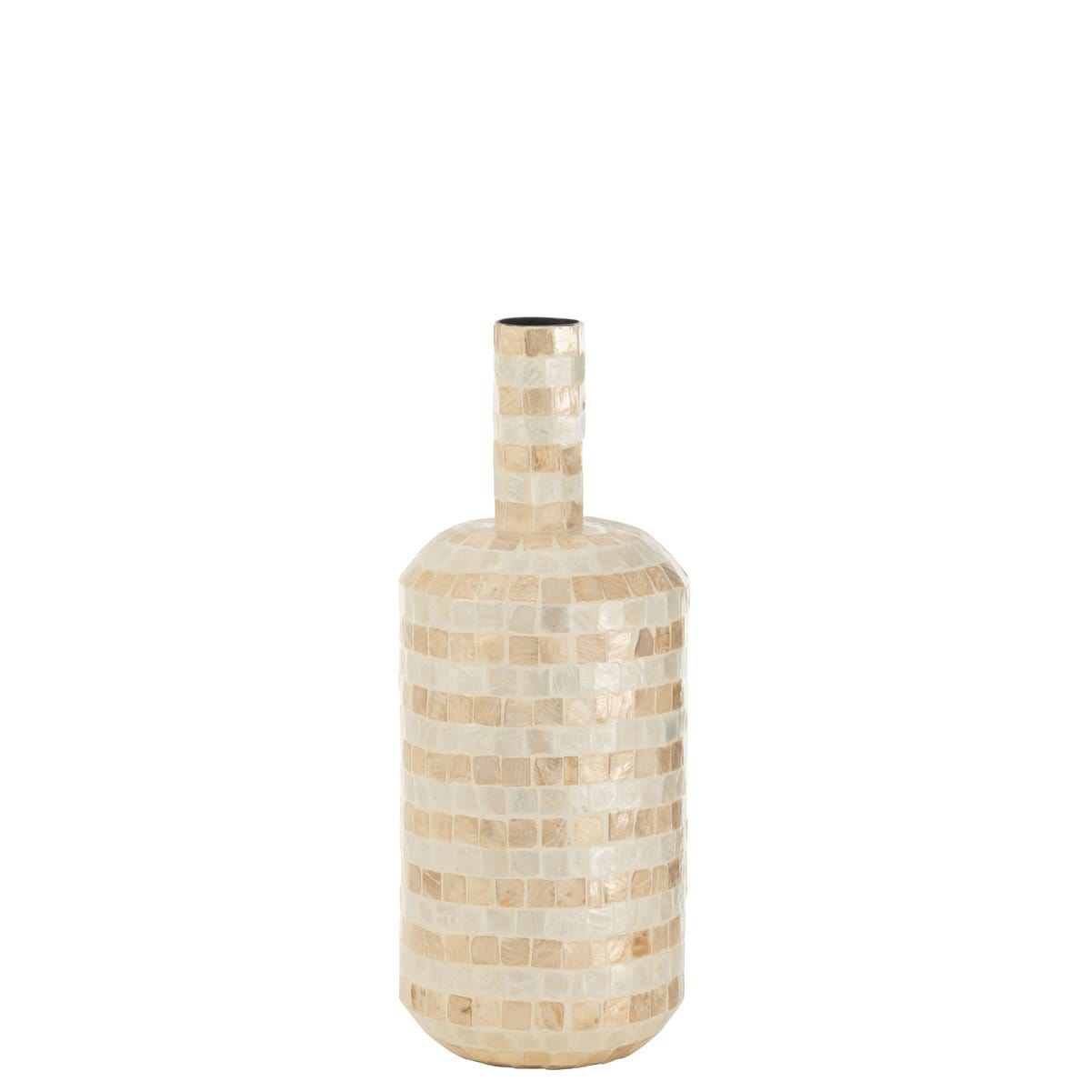 J-Line J-Line vaas Fles - schelpen/papier - beige