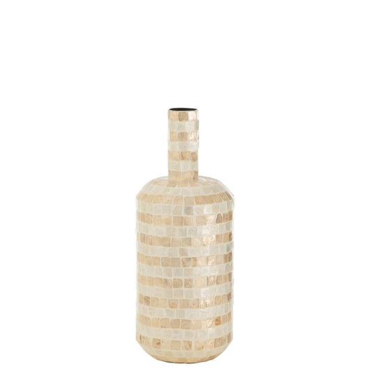 J-Line J-Line vaas Fles - schelpen/papier - beige