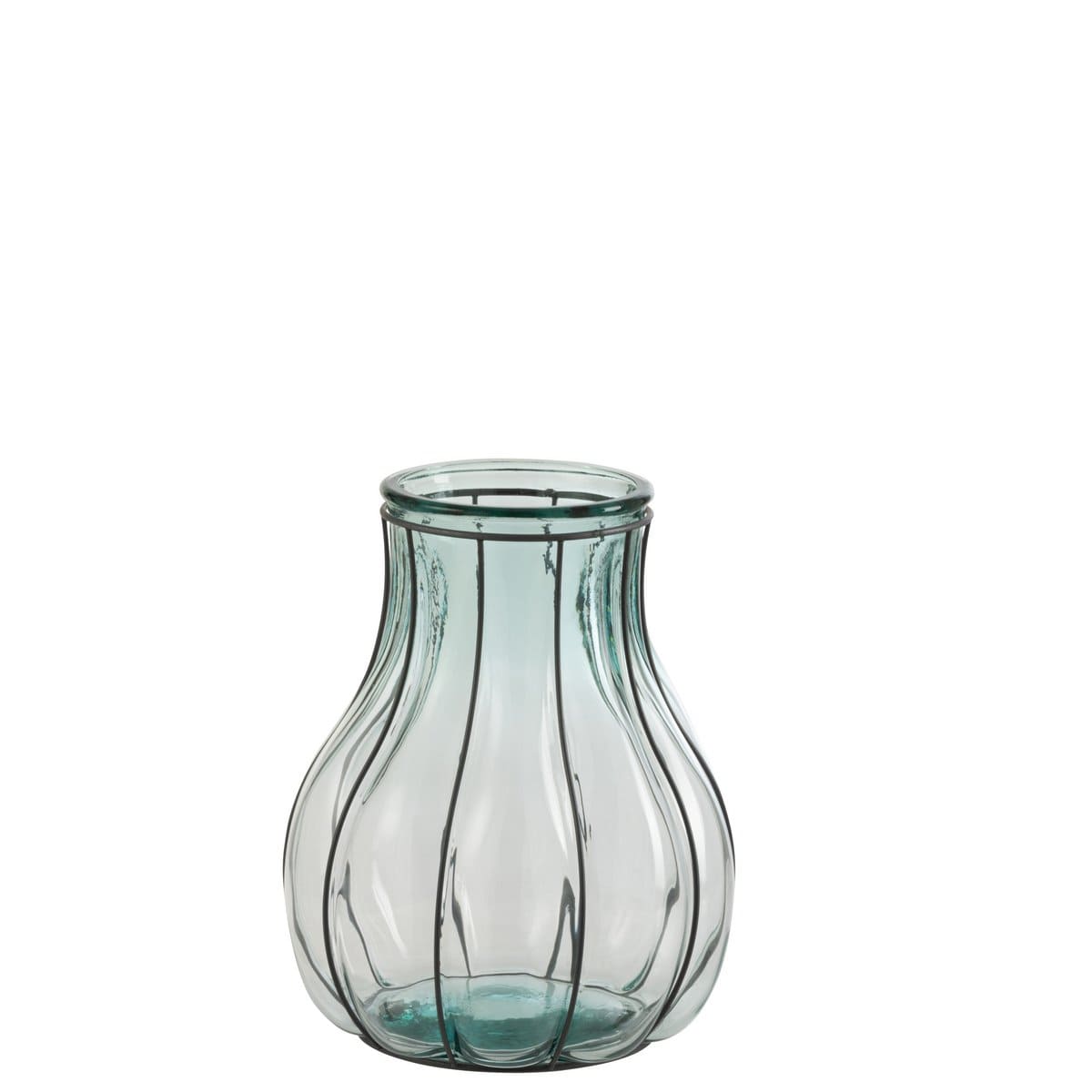 J-Line J-Line vaas Fusion - glas/metaal - blauw - small - 29.00 cm hoog