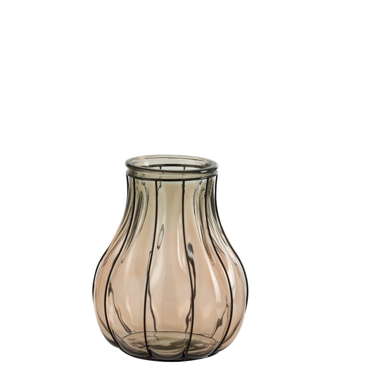 J-Line J-Line vaas Fusion - glas/metaal - taupe - small - 30.00 cm hoog