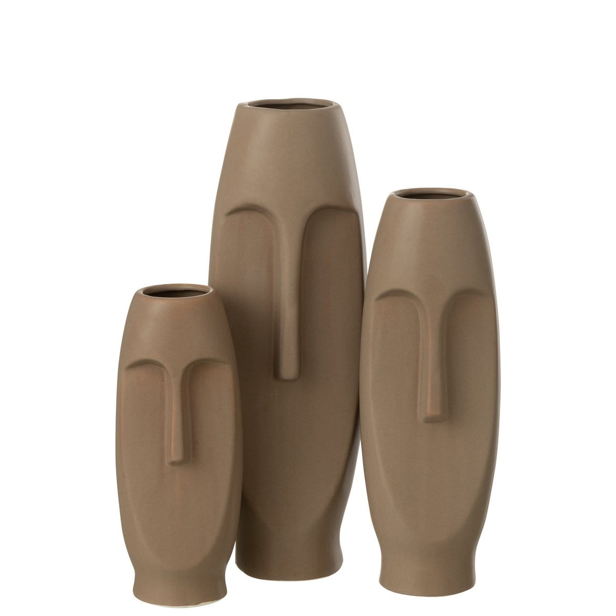 J-Line J-Line vaas Gezicht Terracotta - keramiek - bruin - large