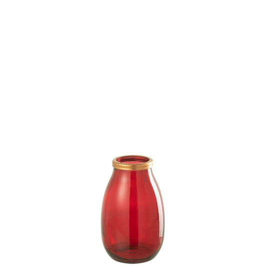 J-Line J-Line vaas Goud Boord - glas - rood - small