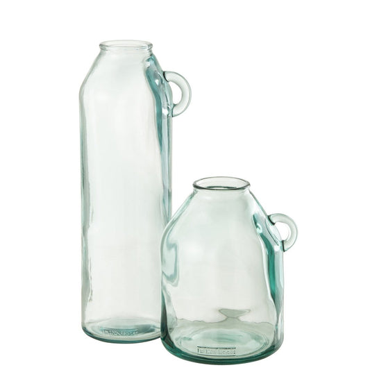 J-Line J-Line vaas Handvat Cilinder - gerecycleerd glas - large