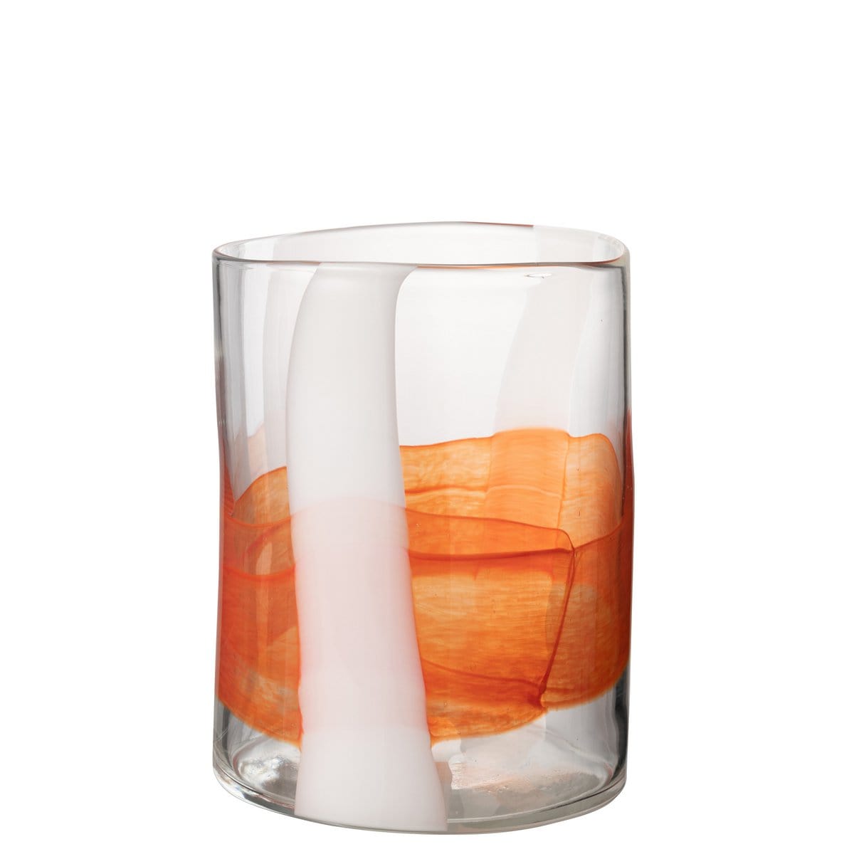 J-Line J-Line vaas Iggy - glas - wit/oranje - small