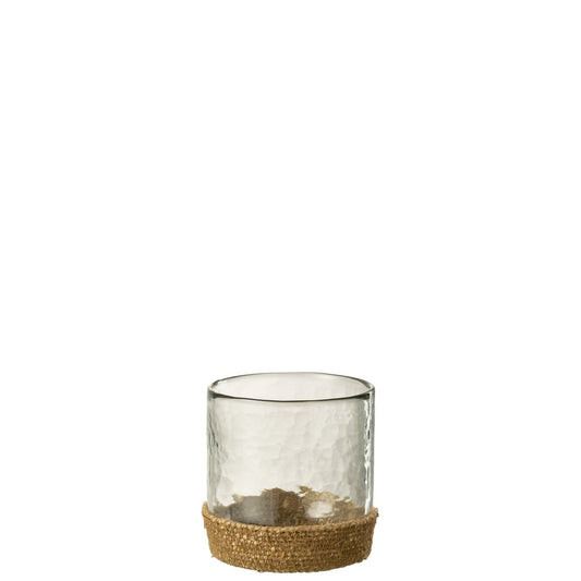 J-Line J-Line vaas Mand - glas/jute - transparant - small