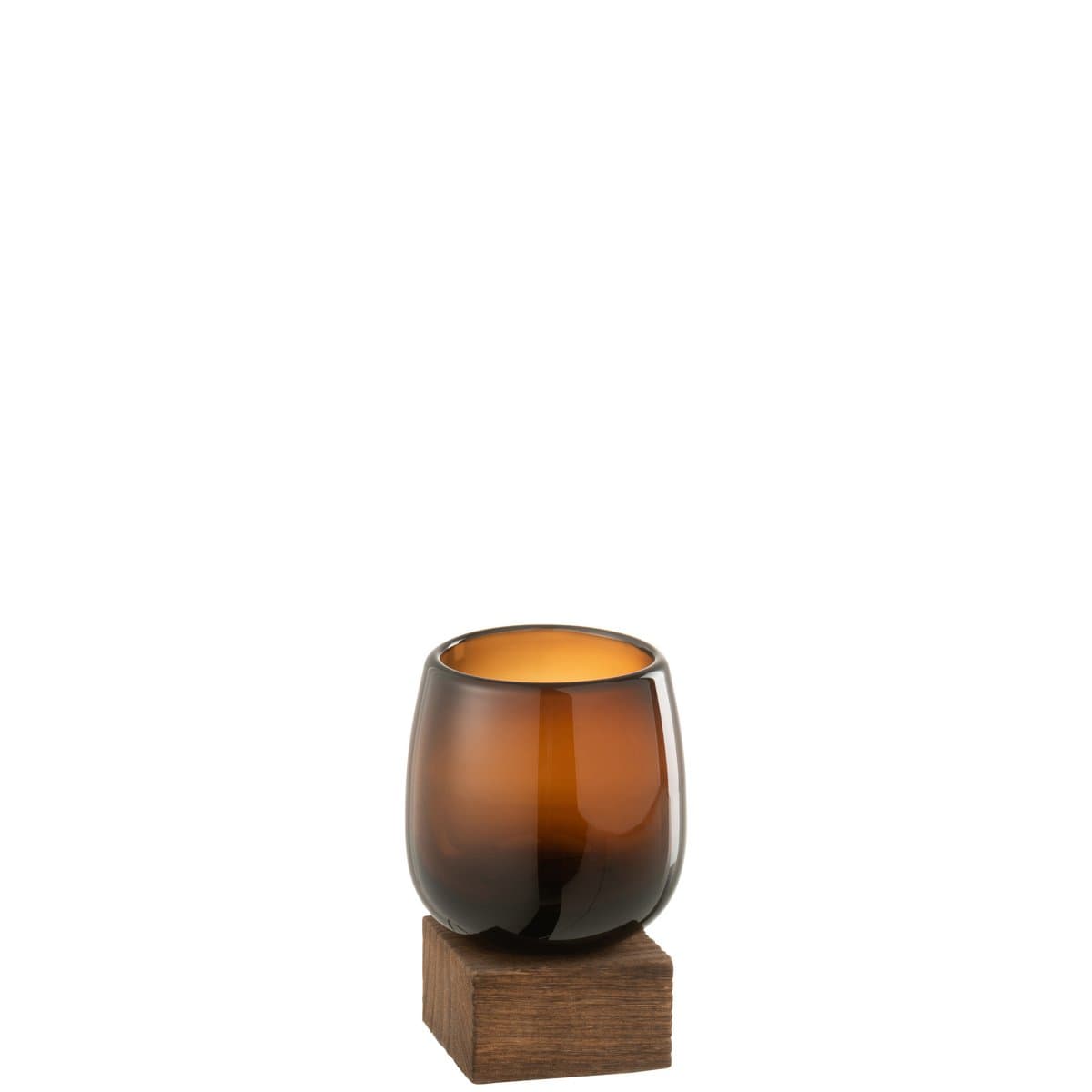 J-Line J-Line vaas Op Voet Hoog - glas/hout - bruin - small - 11.00 cm hoog