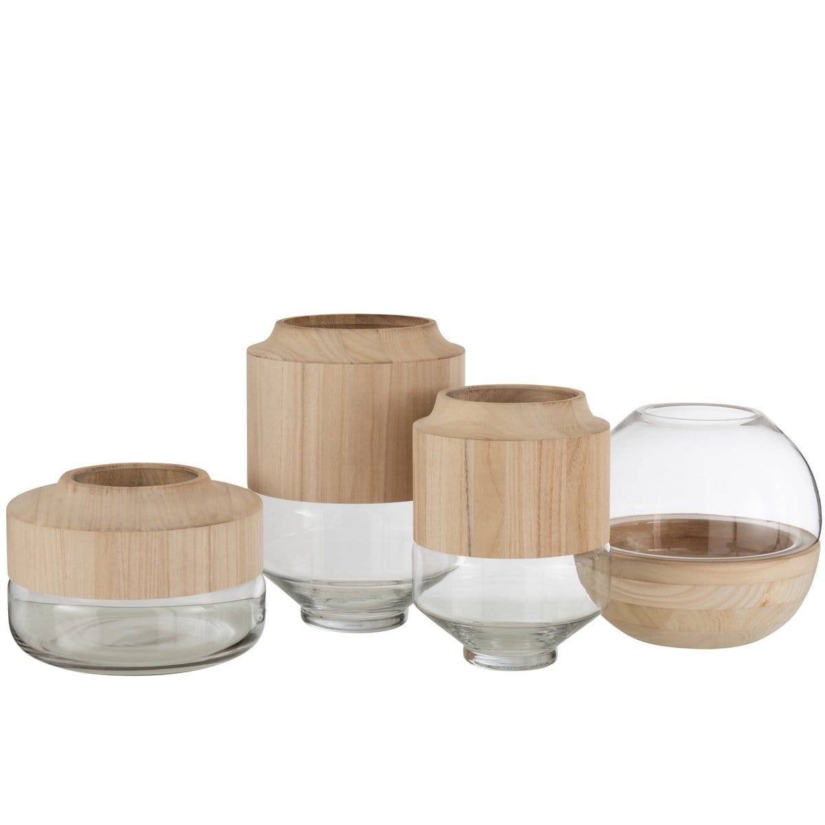 J-Line J-Line vaas Rond Hoog - hout/glas - lichtbruin - large - 30.50 cm hoog