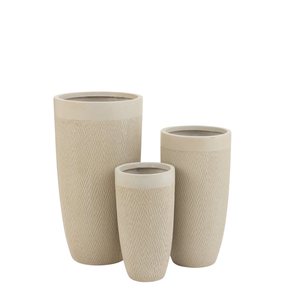 J-Line J-Line vaas Rond Hoog Klei - keramiek - beige - Ø 38.00 cm - 3 stuks