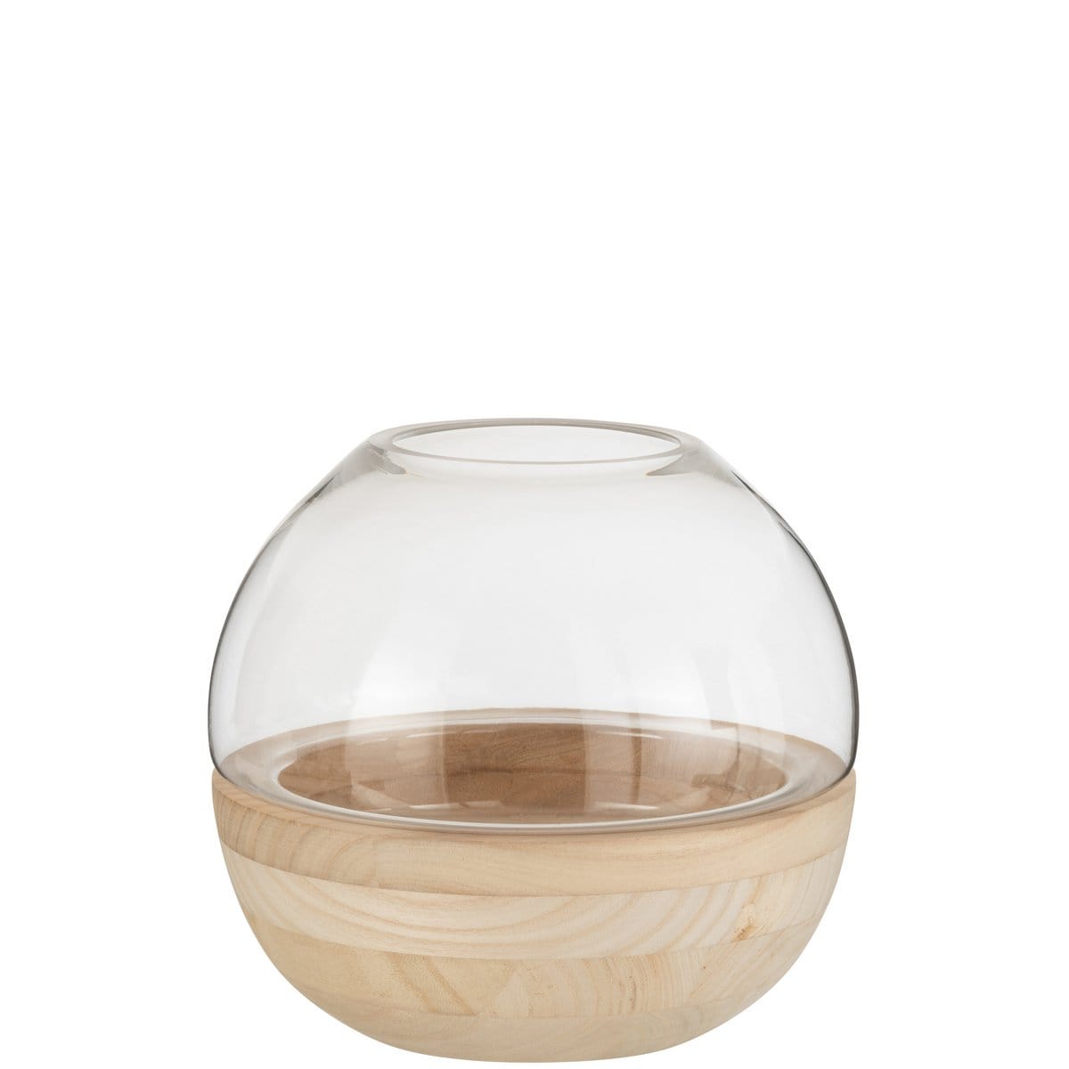 J-Line J-Line vaas Rond - hout/glas - lichtbruin - 22.50 cm hoog