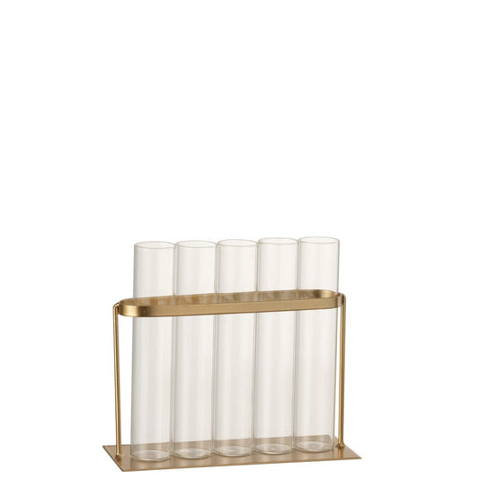 J-Line J-Line Vaasje 5 Tubes - metaal/glas - goud - 15.00 cm hoog