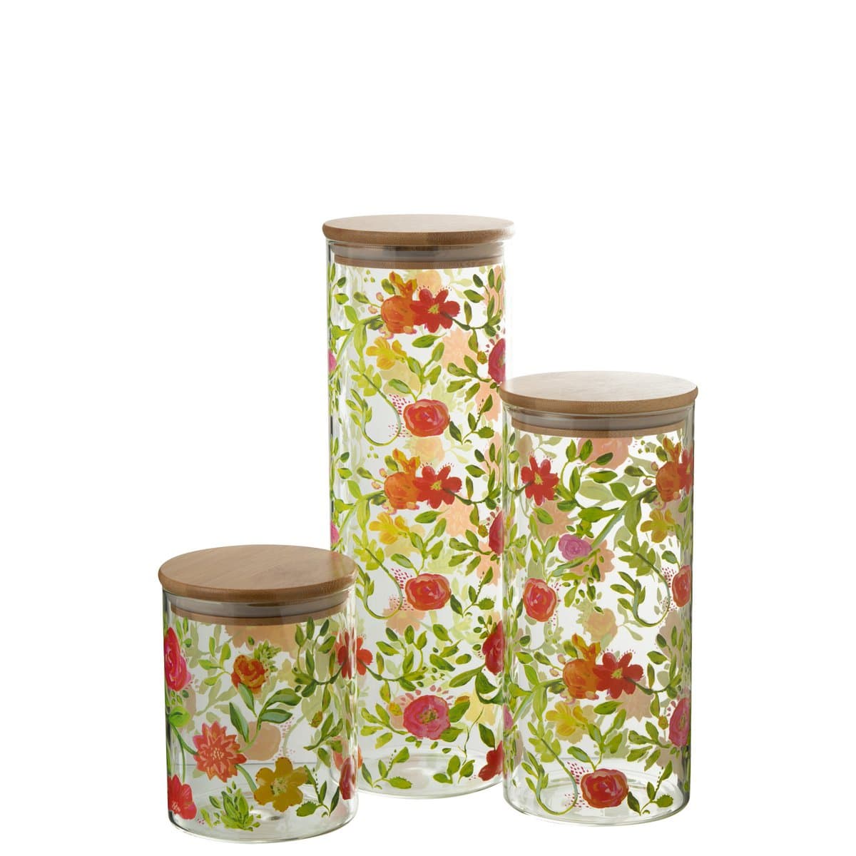 J-Line J-Line Voorraadpot Bloemen Glas Mix Large