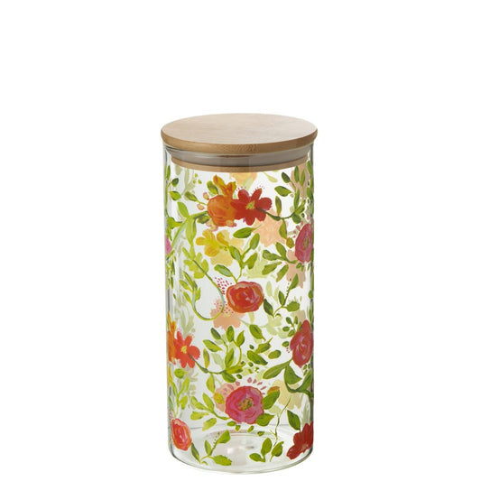 J-Line J-Line Voorraadpot Bloemen Glas Mix Medium