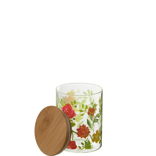 J-Line J-Line Voorraadpot Bloemen Glas Mix Small