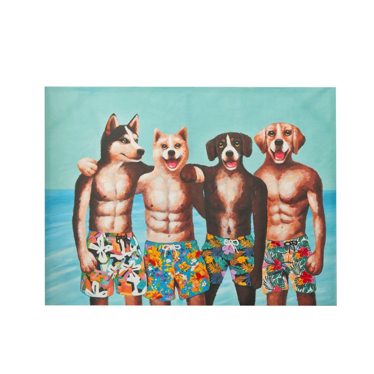 J-Line J-Line wanddecoratie Honden Zwemshort - canvas/verf - mix