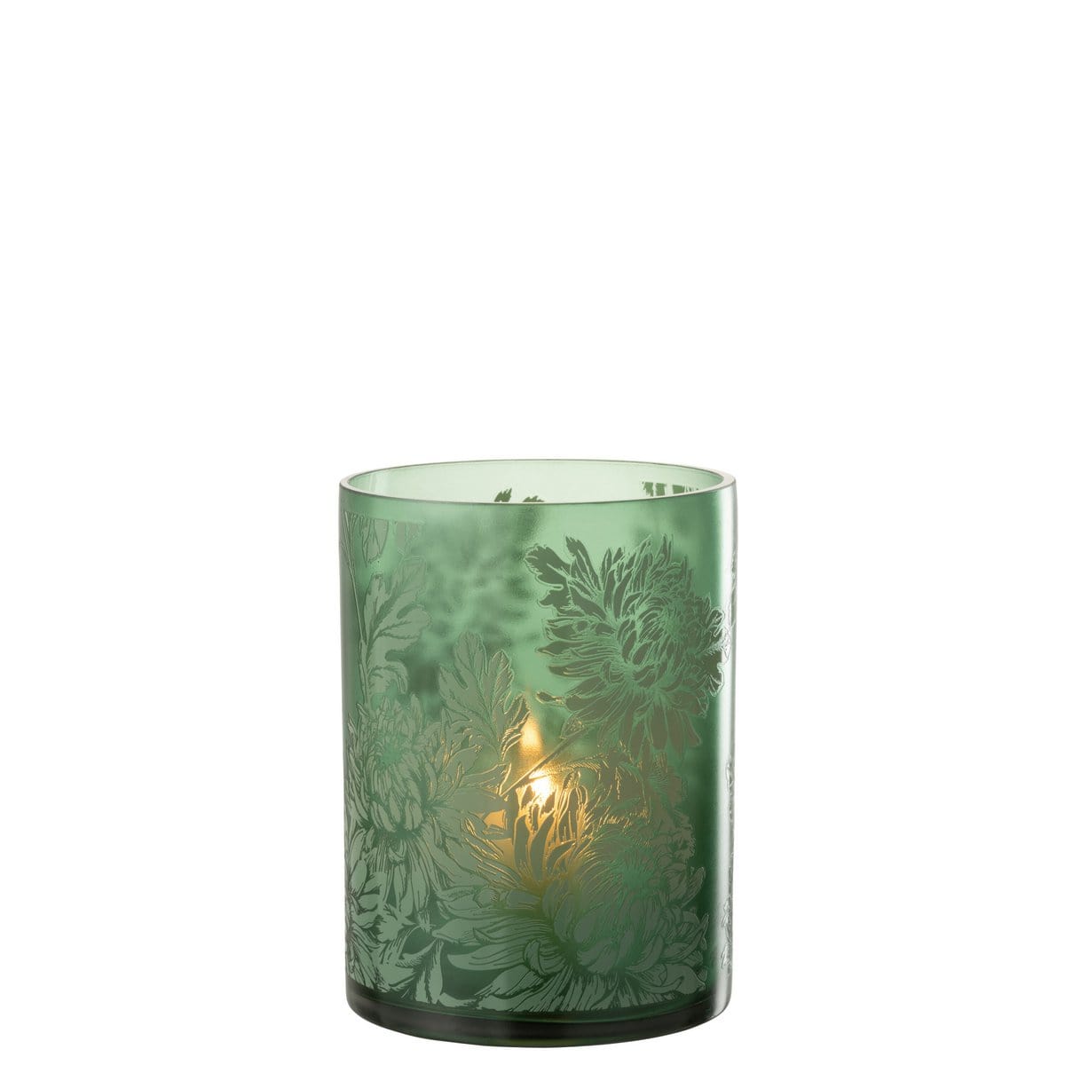 J-Line J-Line windlicht Bloemen - glas - groen - extra large