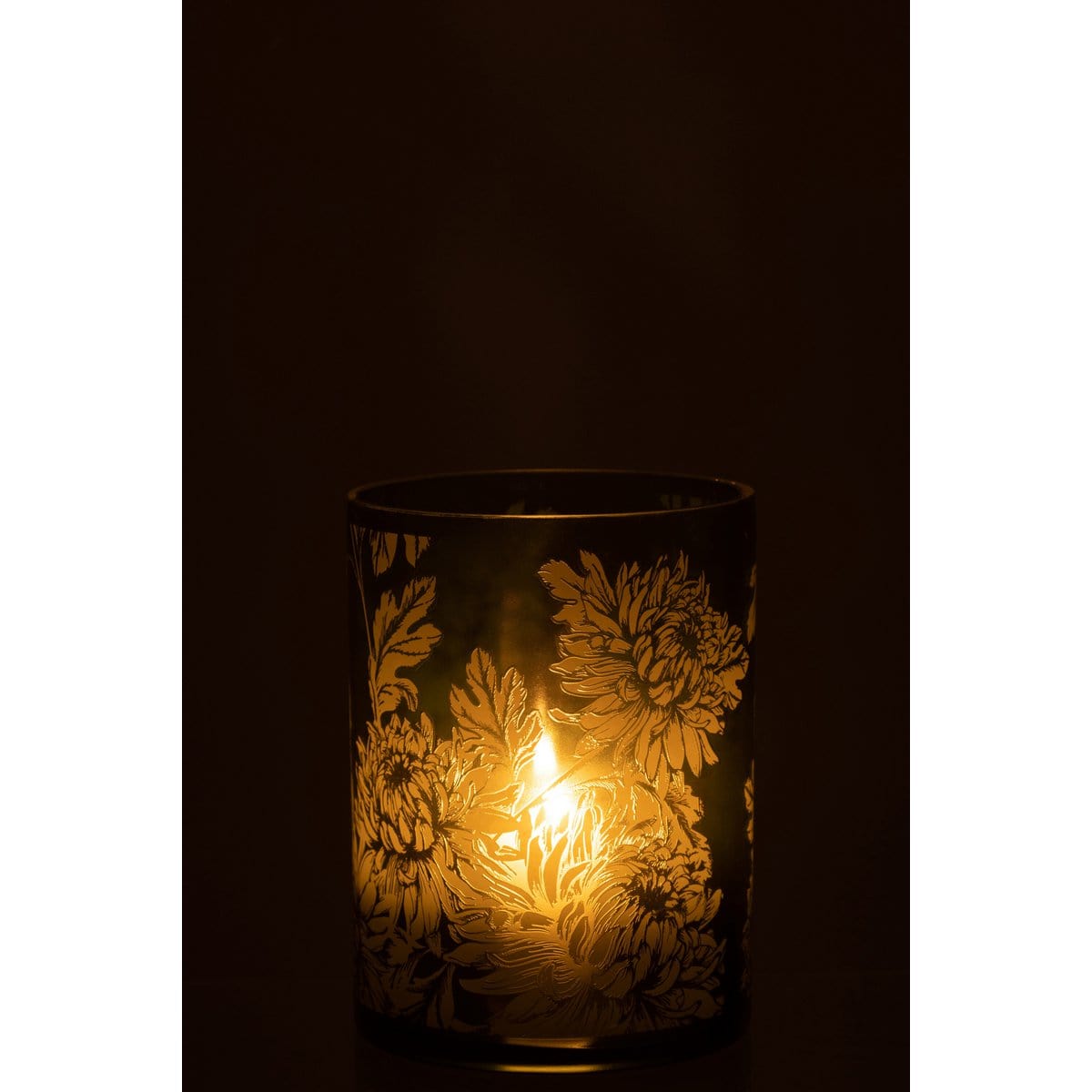 J-Line J-Line windlicht Bloemen - glas - groen - extra large