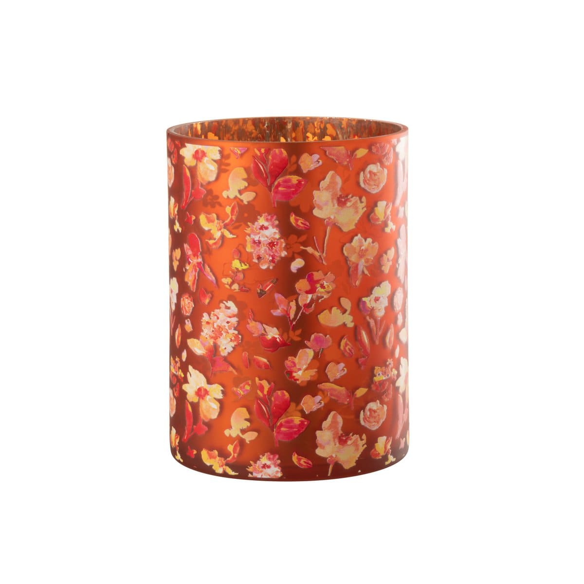 J-Line J-Line windlicht Bloemen - glas - oranje - large