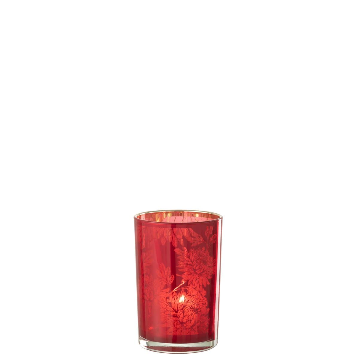 J-Line J-Line windlicht Bloemen - glas - rood - large