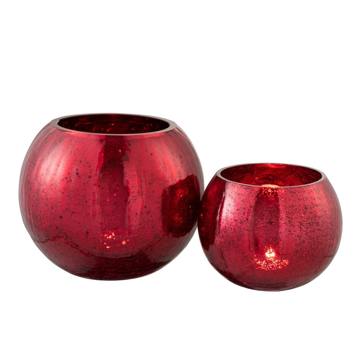 J-Line J-Line windlicht Bol Craquele - glas - rood - large