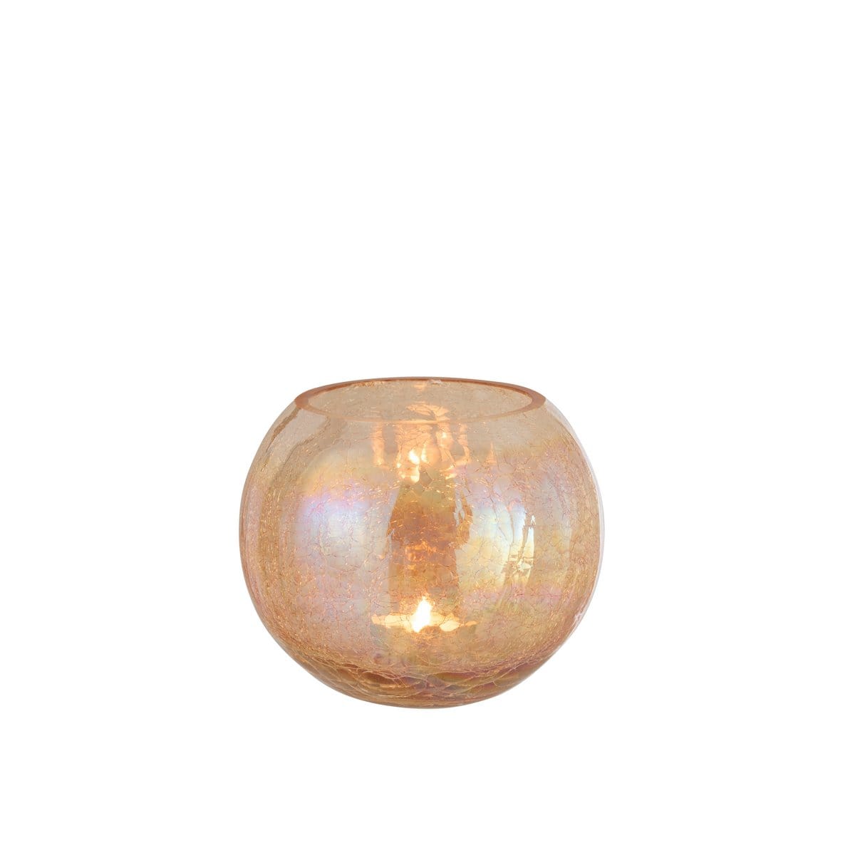 J-Line J-Line windlicht Bol Craquele Parel Effect - glas - amber - large