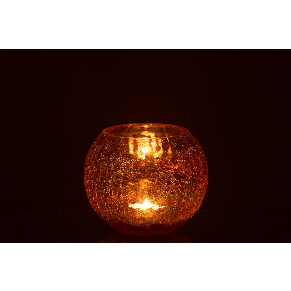 J-Line J-Line windlicht Bol Craquele Parel Effect - glas - amber - large