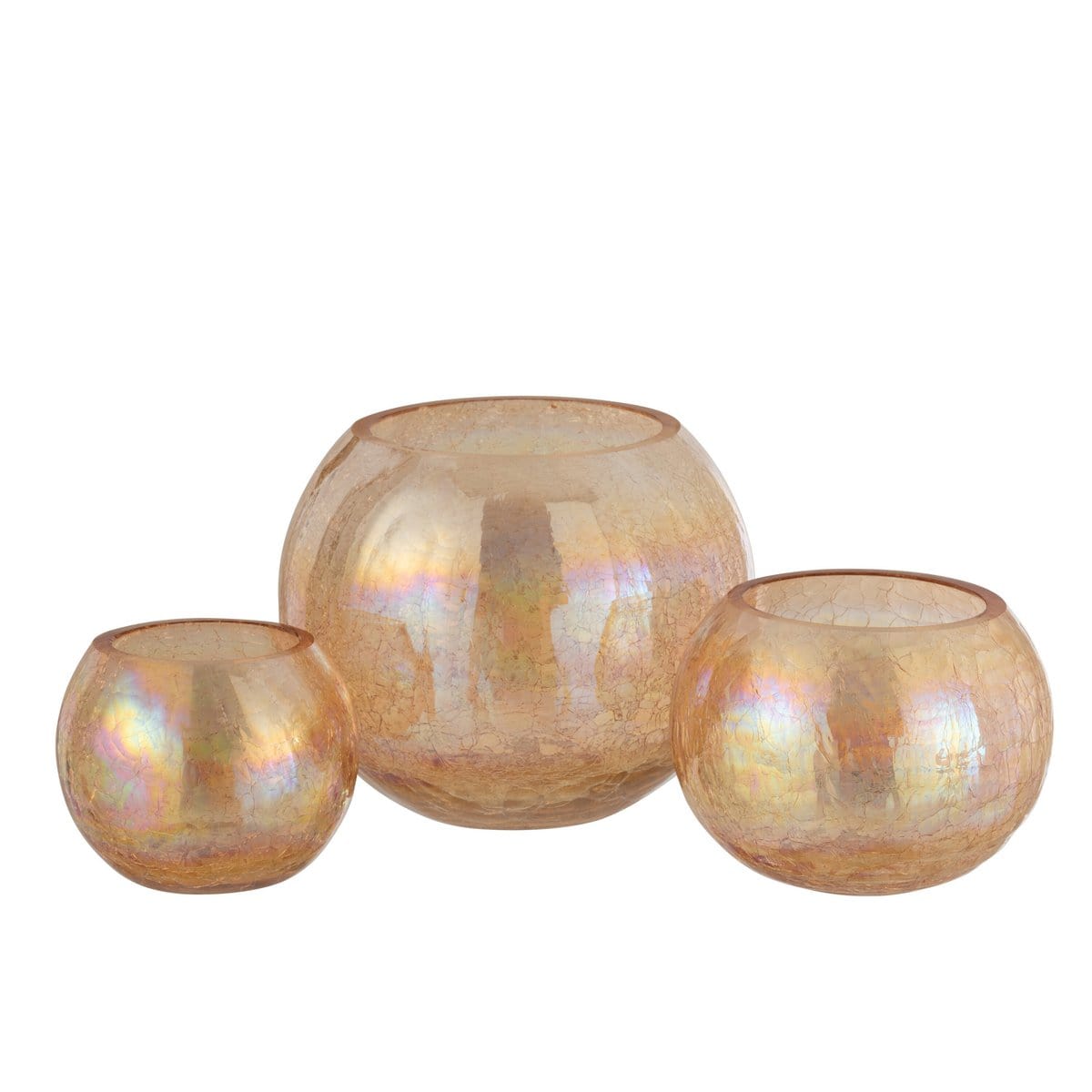 J-Line J-Line windlicht Bol Craquele Parel Effect - glas - amber - large