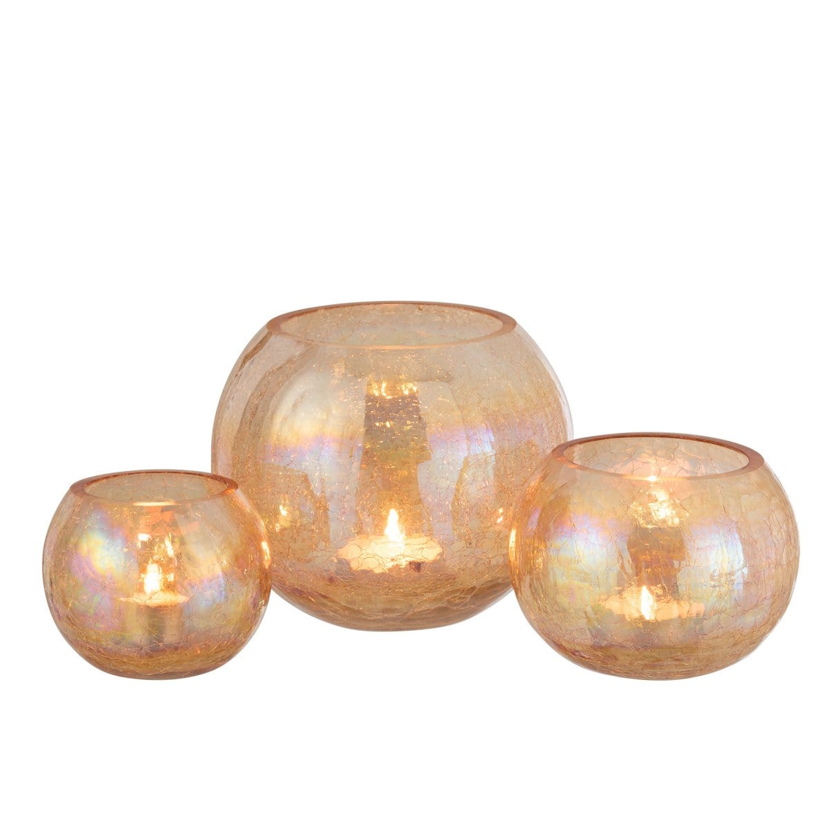 J-Line J-Line windlicht Bol Craquele Parel Effect - glas - amber - large