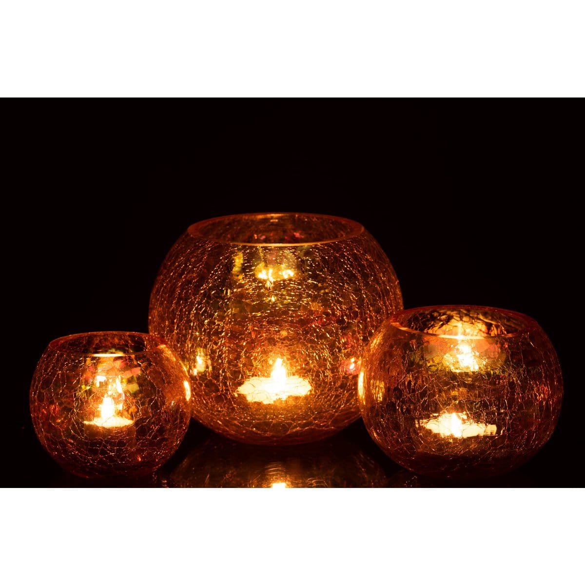 J-Line J-Line windlicht Bol Craquele Parel Effect - glas - amber - large