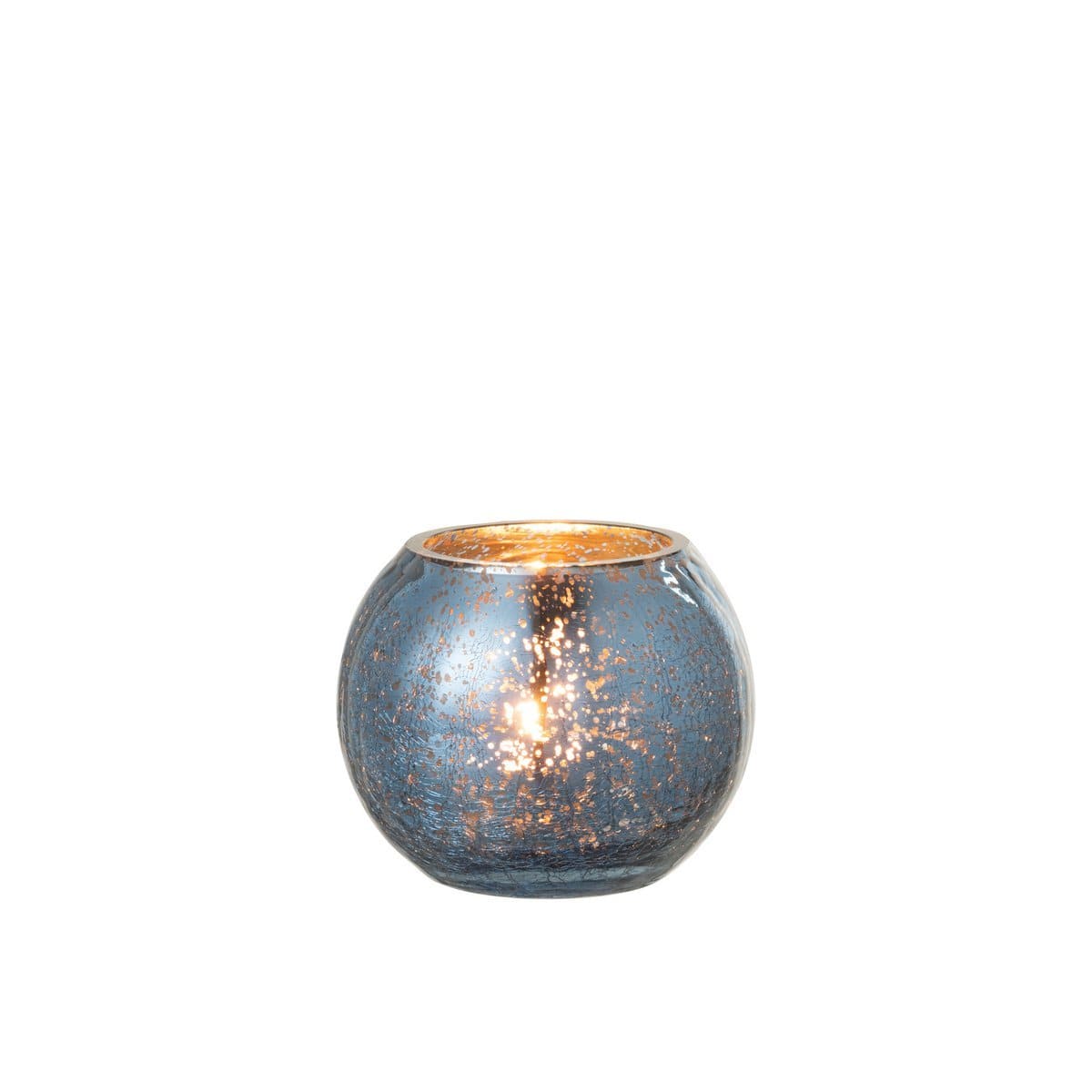 J-Line J-Line windlicht Bol Parel Effect - glas - blauw - small - 2 stuks