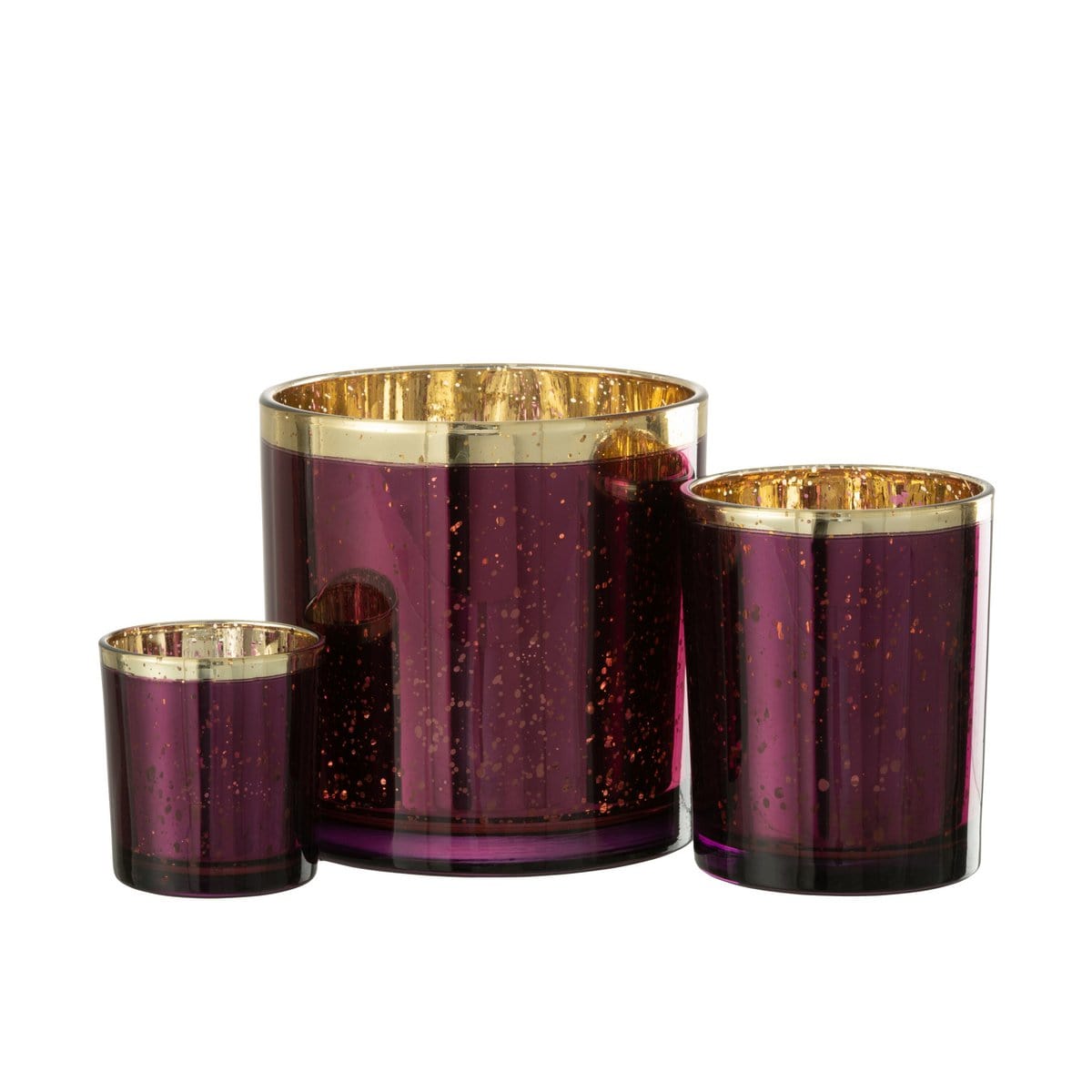 J-Line J-Line windlicht Rand - glas - goud/bordeaux - large