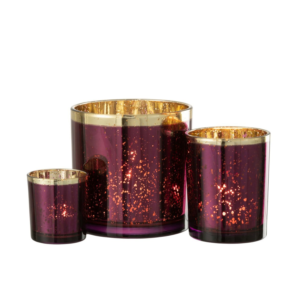 J-Line J-Line windlicht Rand - glas - goud/bordeaux - large