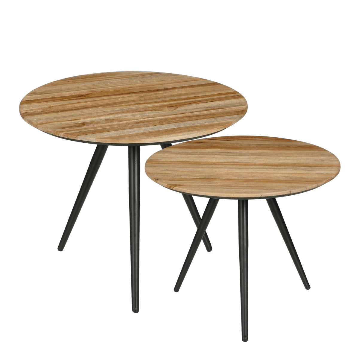 Mica Decorations Jailey Bijzettafel - Set van 2 - H49 x Ø50 cm - Gerecycled Hout - Bruin