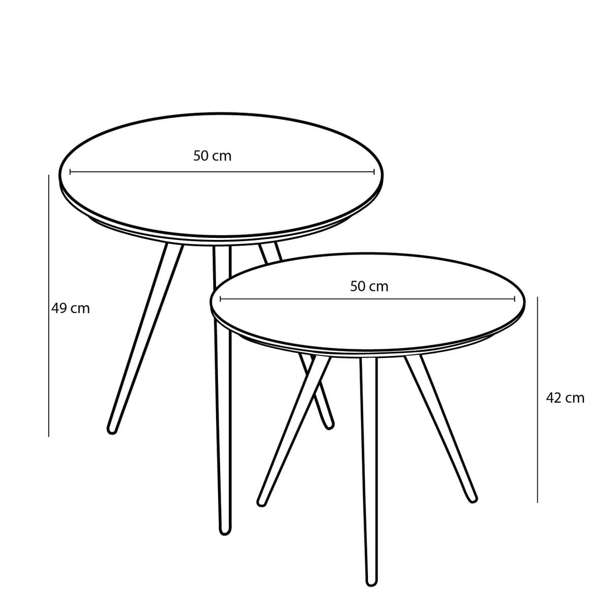 Mica Decorations Jailey Bijzettafel - Set van 2 - H49 x Ø50 cm - Gerecycled Hout - Bruin